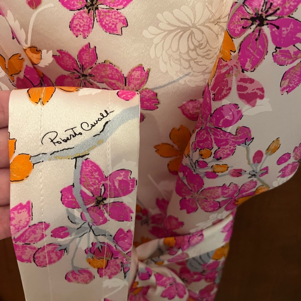 Roberto Cavalli Silk Floral Double Breasted Belted Blazer/top Size 40 IT - Picture 11 of 17